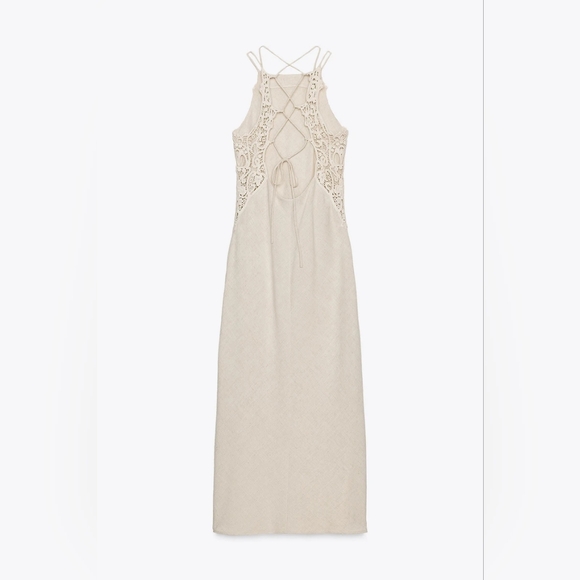 Zara Linen Crochet Midi Dress - Picture 8 of 9